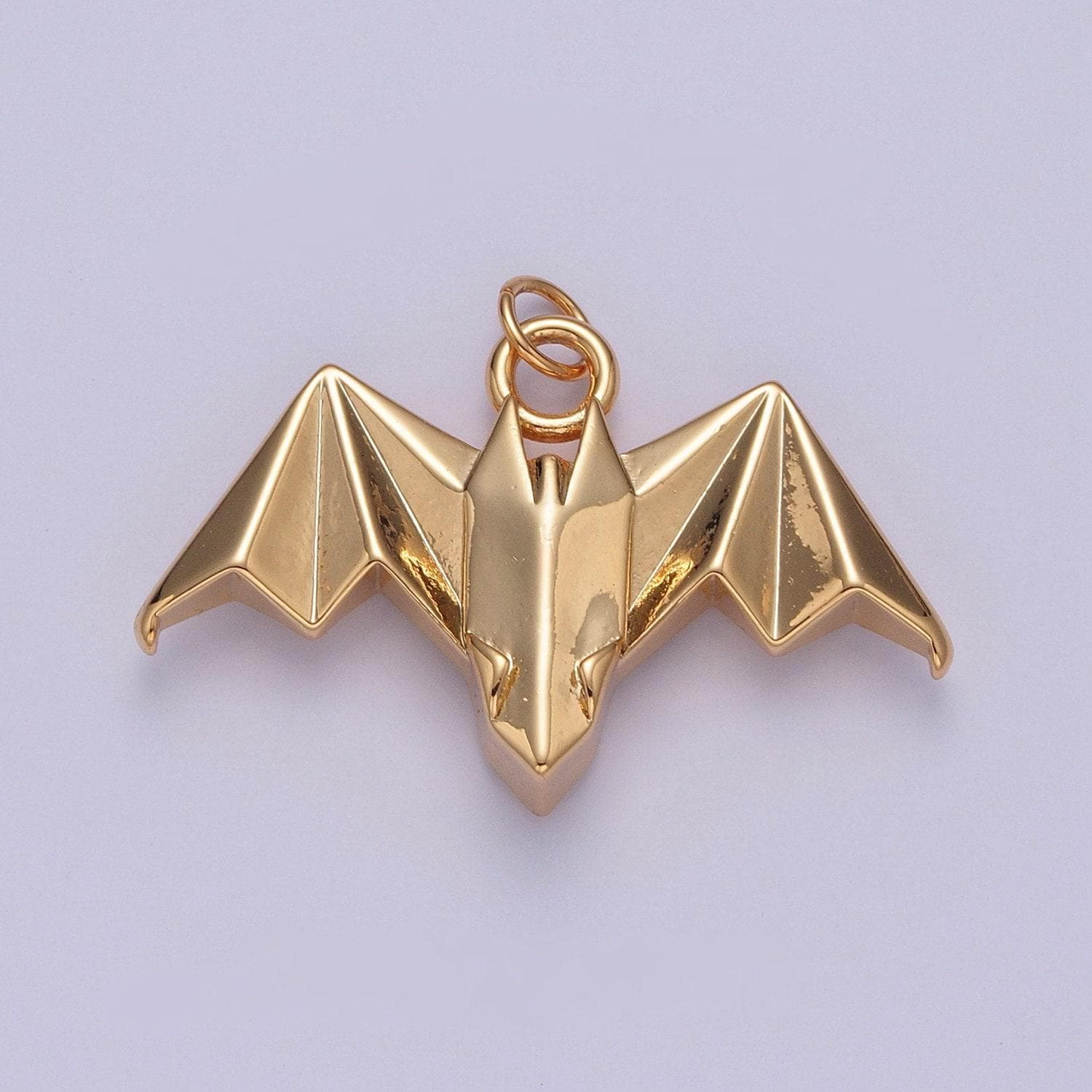 24k gold filled simple origami flying bat pendant, minimalistic paper cave bat charms for diy jewelry | x-080