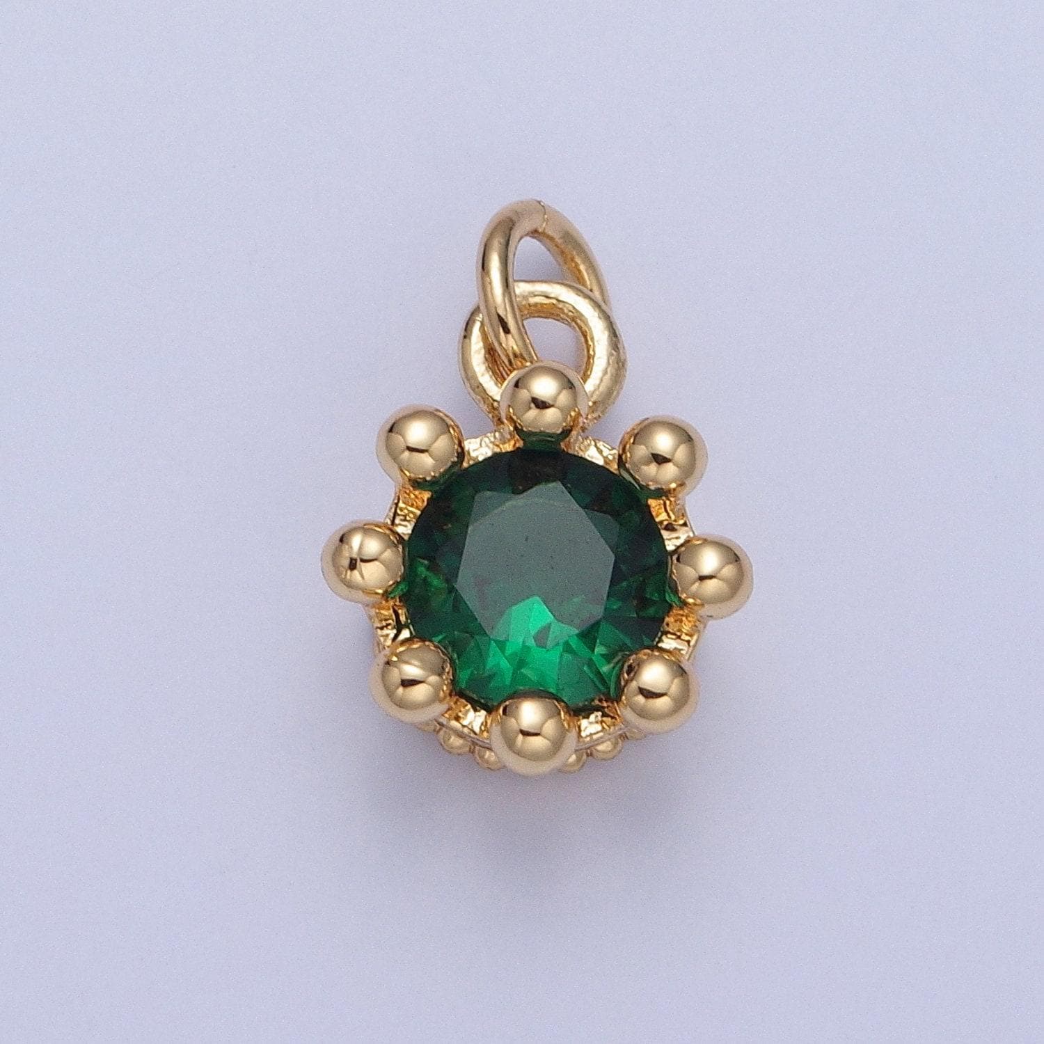 24k gold filled mini round flower-like cz colored stone pendant, add on charm crystal cz stone for necklace bracelet supply | x-060-x-064