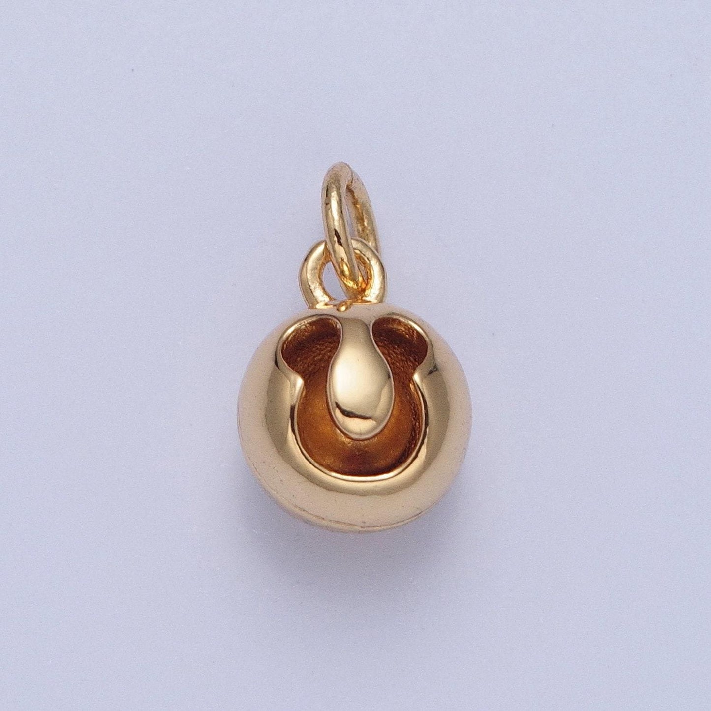 24k gold filled ring bell circular ball hollow u-shape, ball round statement charm for necklace | x-058