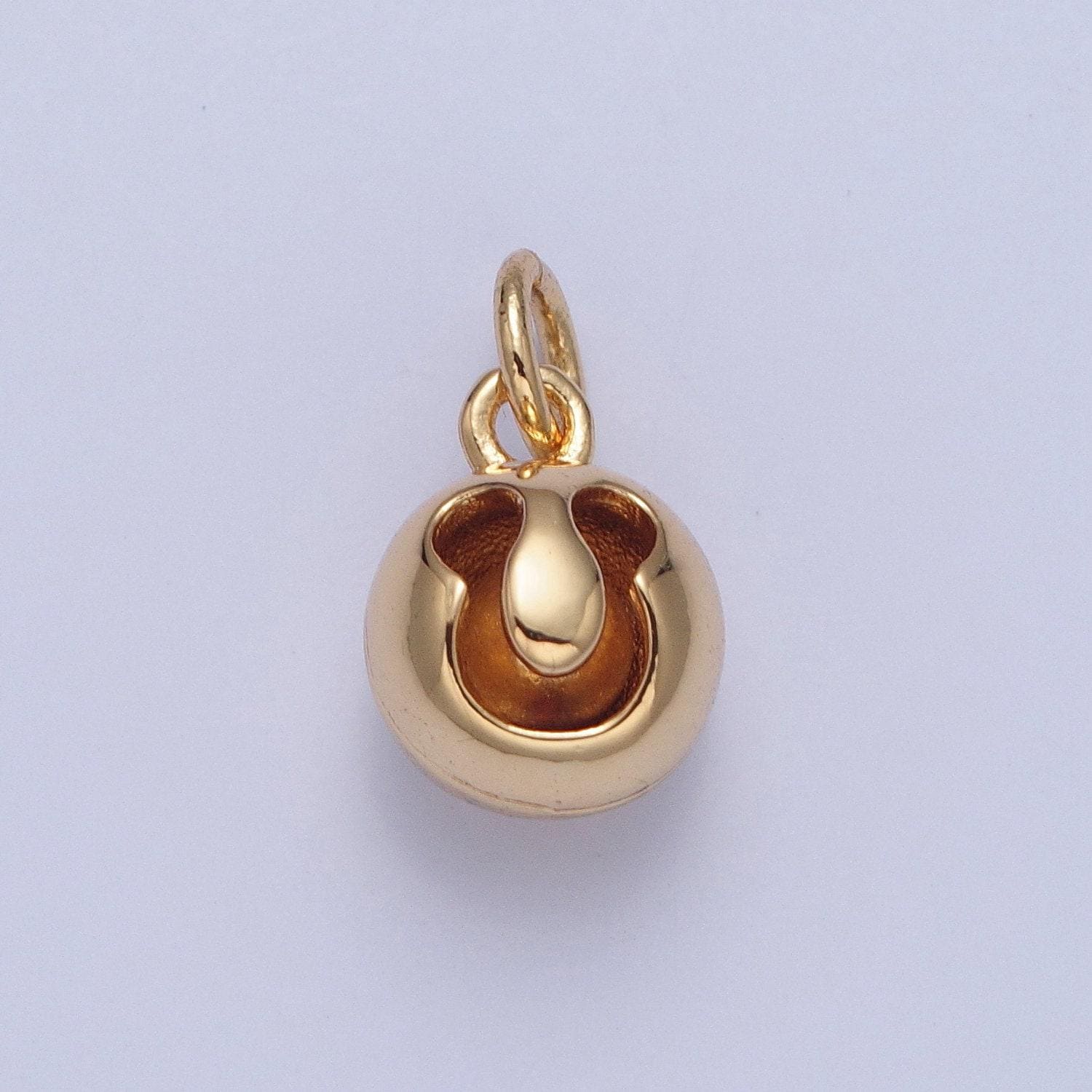 24k gold filled ring bell circular ball hollow u-shape, ball round statement charm for necklace | x-058