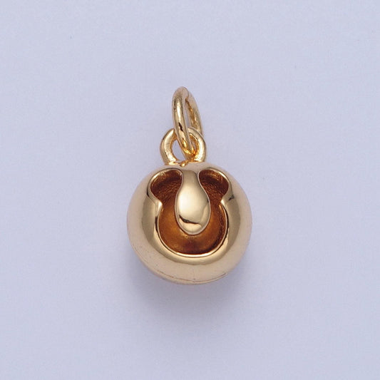 24k gold filled ring bell circular ball hollow u-shape, ball round statement charm for necklace | x-058