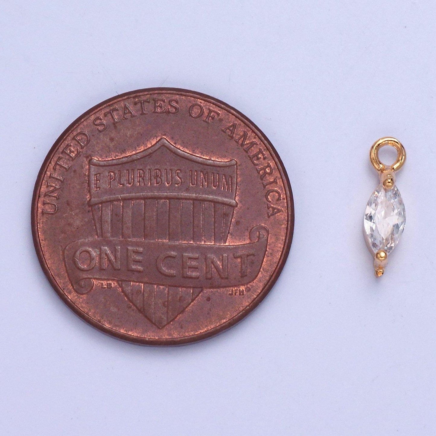 24k gold mini marquise crystal diamond spheroid cz clear stone pendant, dainty crystal cz stone for necklace bracelet supply | x-024