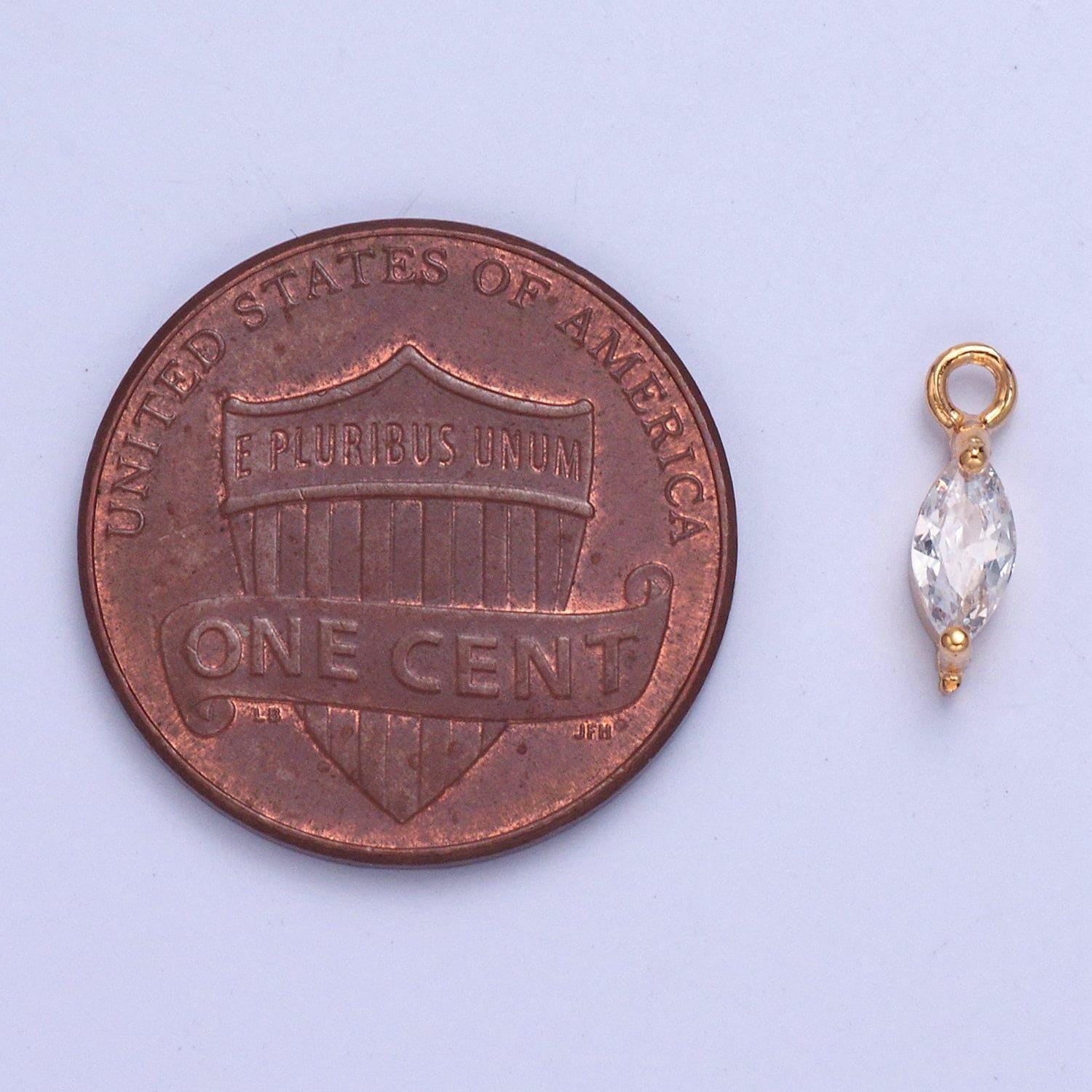 24k gold mini marquise crystal diamond spheroid cz clear stone pendant, dainty crystal cz stone for necklace bracelet supply | x-024