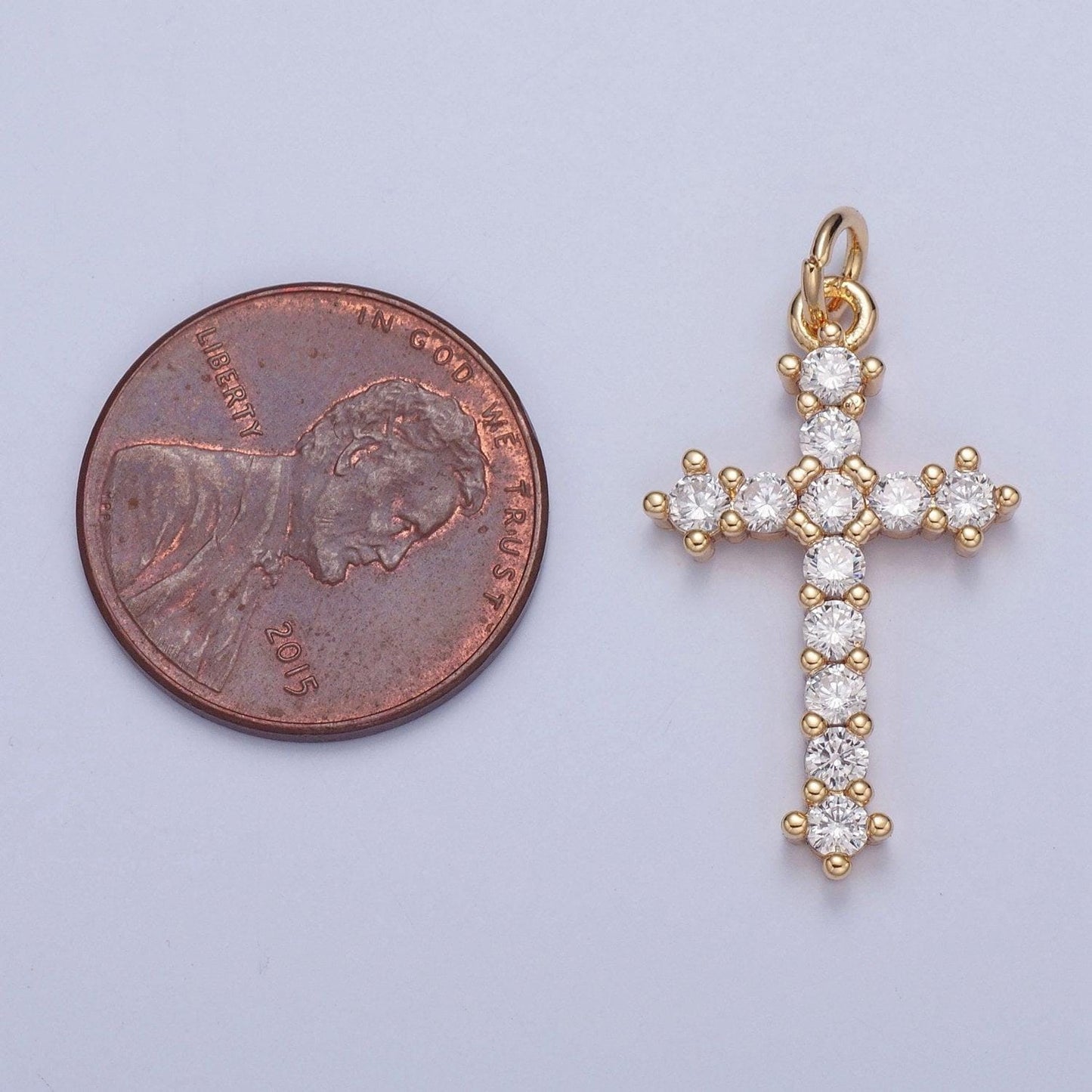 Dainty cross charms, micro pave mini cross w/ cz stones and beads, religious jewelry, 16k gold filled cross charm add on pendant | x-020