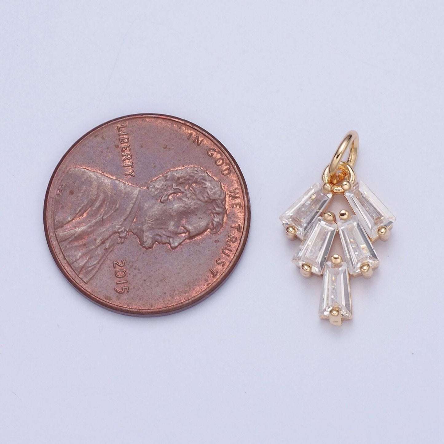 Mini 16k gold-filled charm with clear baguette cz stones | x-019