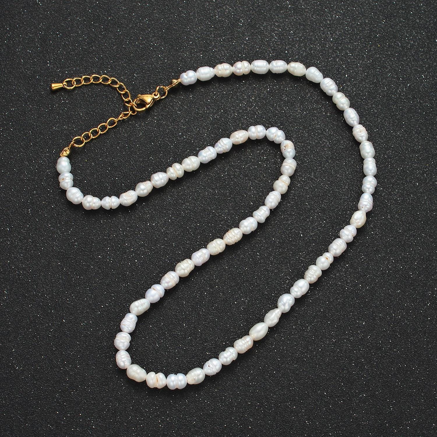 Dainty pearl necklace 4.7mm fresh water pearl beaded necklace 16 inch long for wedding layering necklace wa2627