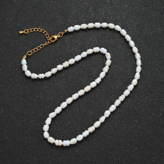 Dainty pearl necklace 4.7mm fresh water pearl beaded necklace 16 inch long for wedding layering necklace wa2627