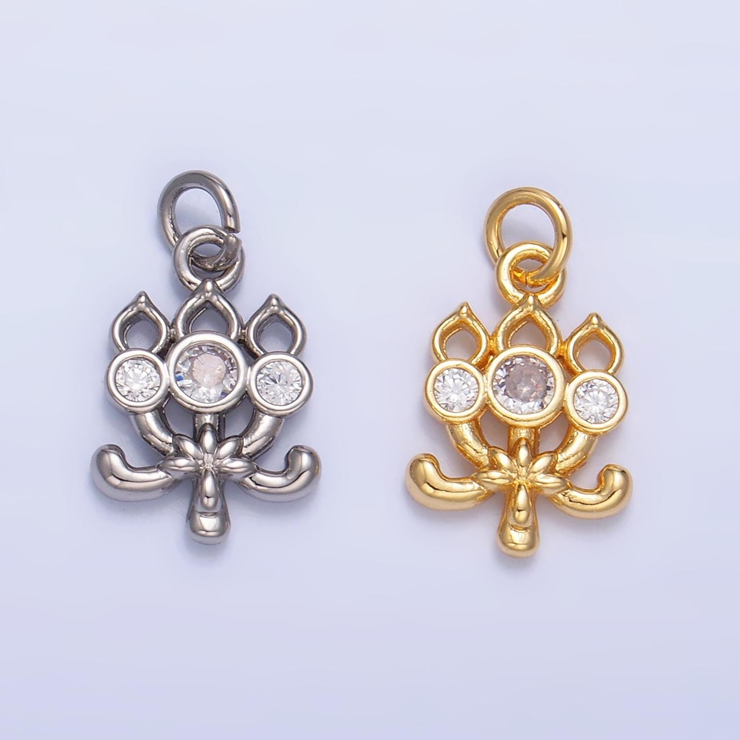 24k gold filled cz flower Charm mini charm | w373