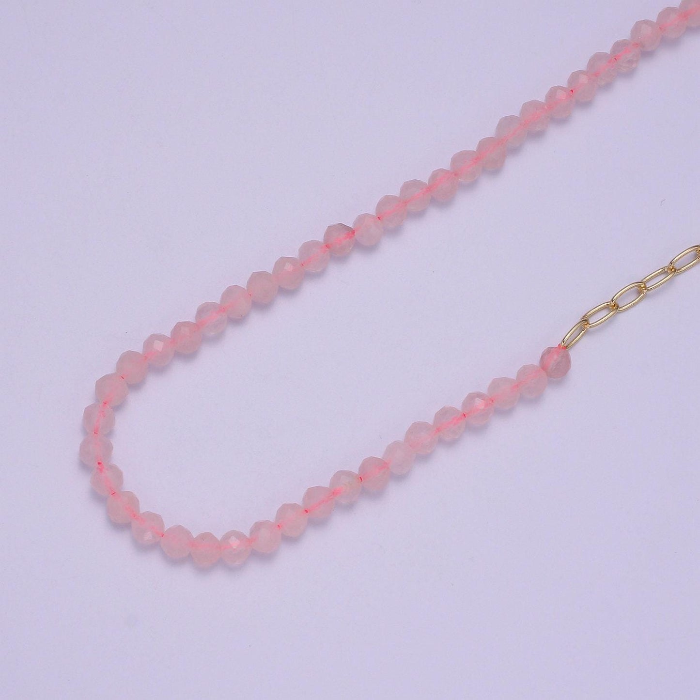 Half clear quartz half chain necklace, minimalist beaded paperclip chain necklace gold filled dainy mix chain necklace