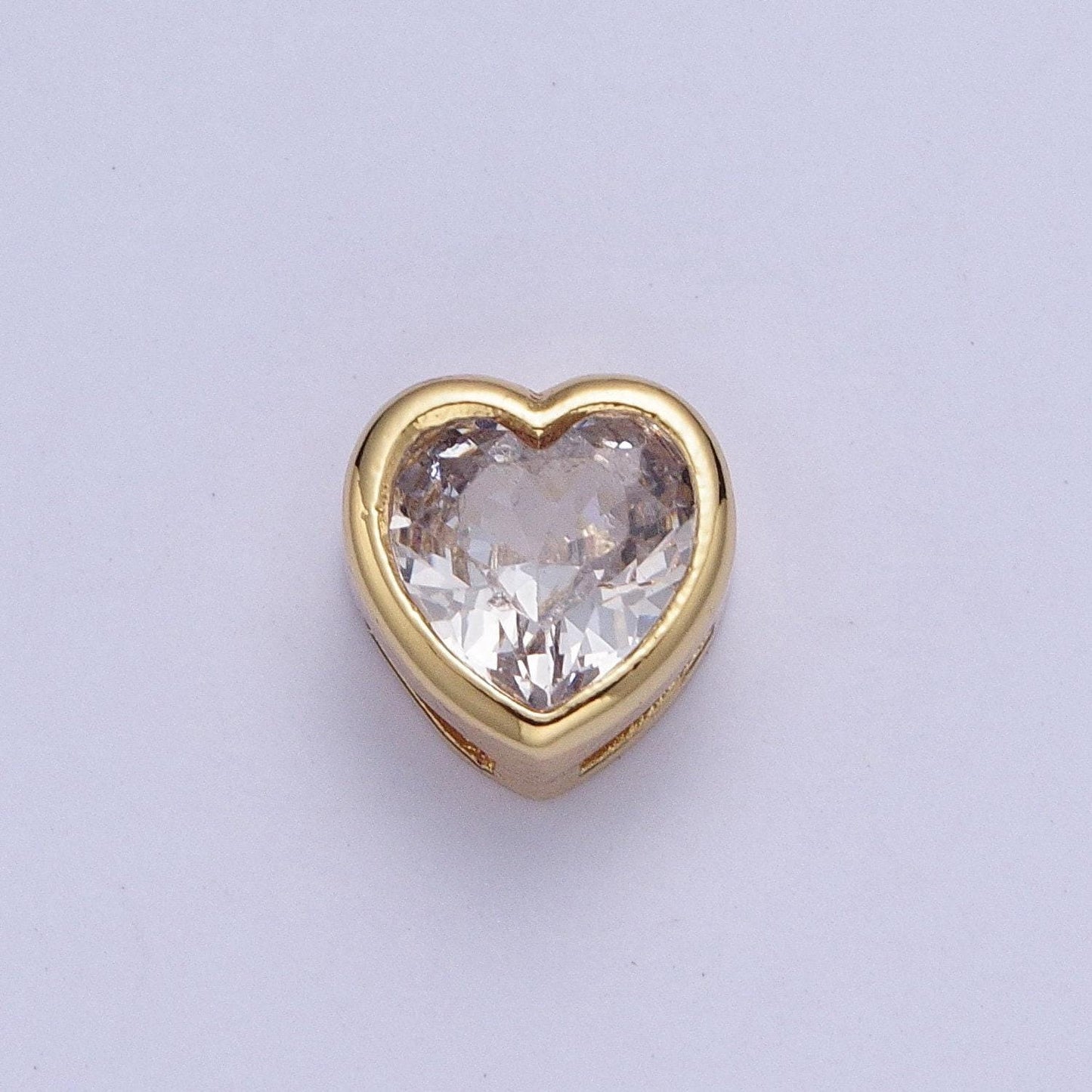 24k gold plated dainty cz heart spacer bead, gold heart spacer beads cz, small heart spacers for bracelet necklace | w-912~w-919