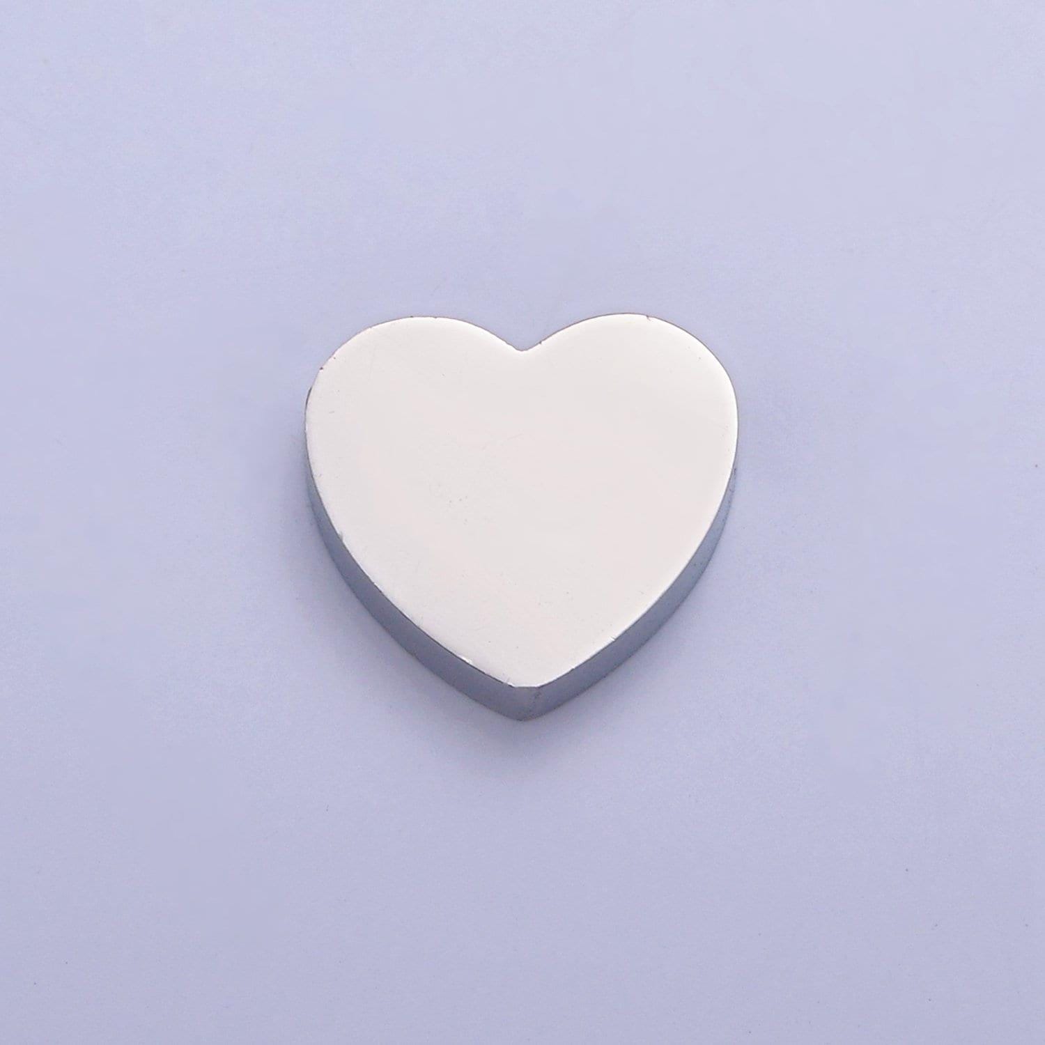 Small gold, silver stainless steel dainty heart love charm hole spacer bead, for diy jewelry european charms beaded bracelet | w-849, w-850