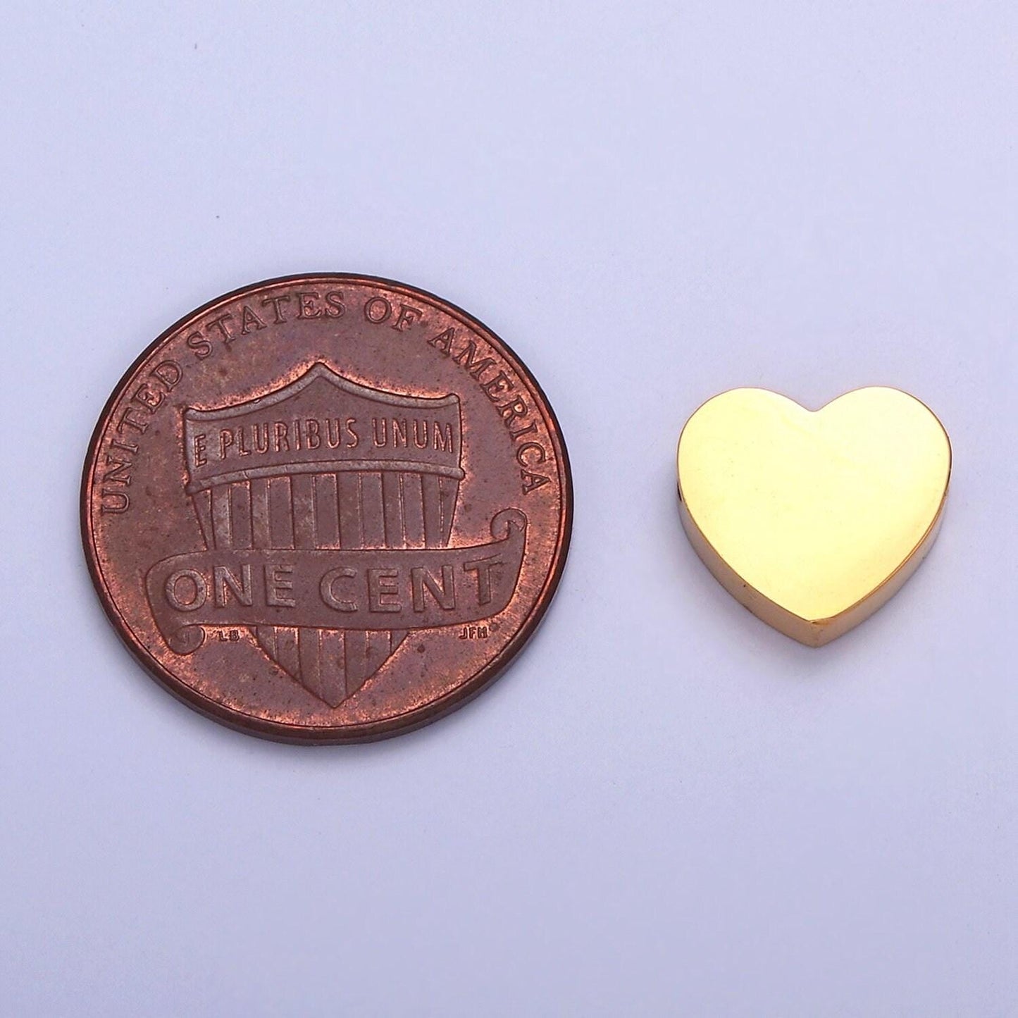 Small gold, silver stainless steel dainty heart love charm hole spacer bead, for diy jewelry european charms beaded bracelet | w-849, w-850