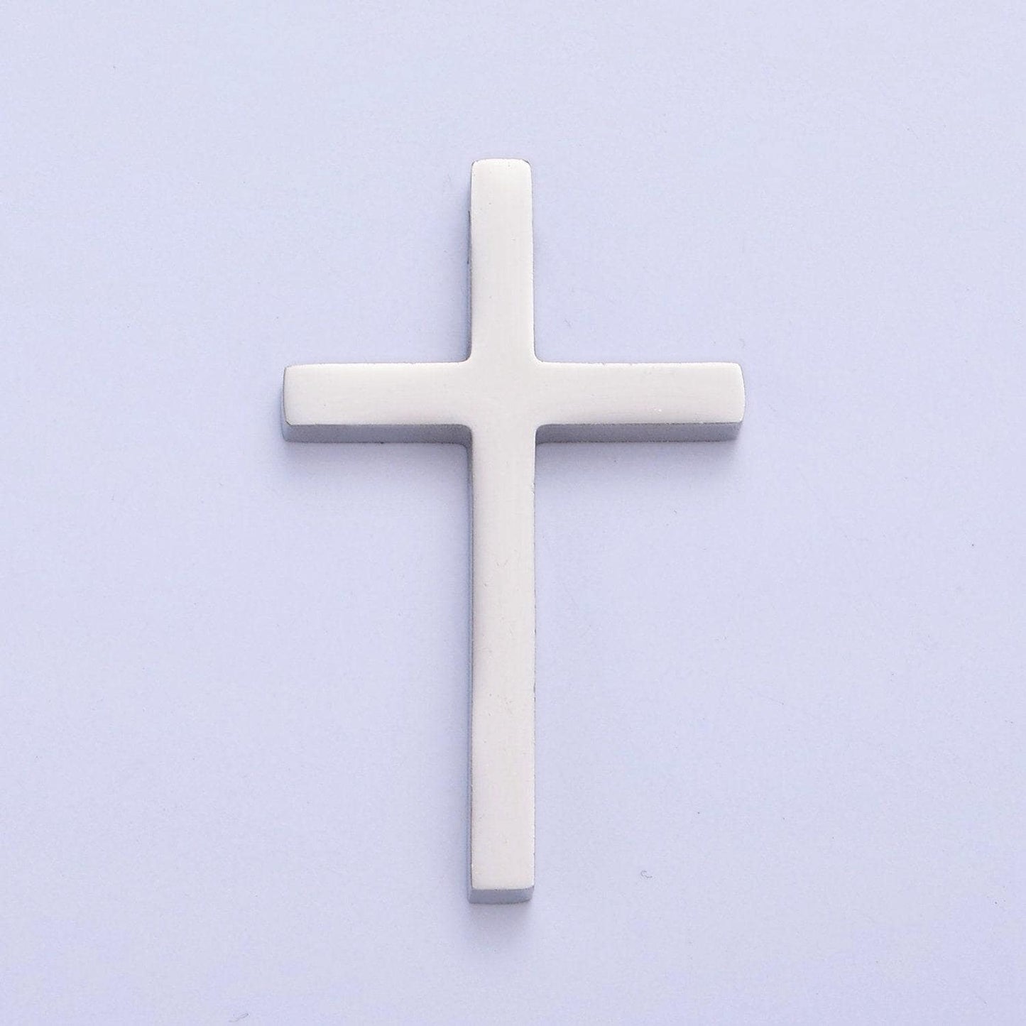 Gold, silver minimalist thin cross spacer bead, stainless steel beads for diy jewelry making european charms beaded bracelet | w-841, w-842