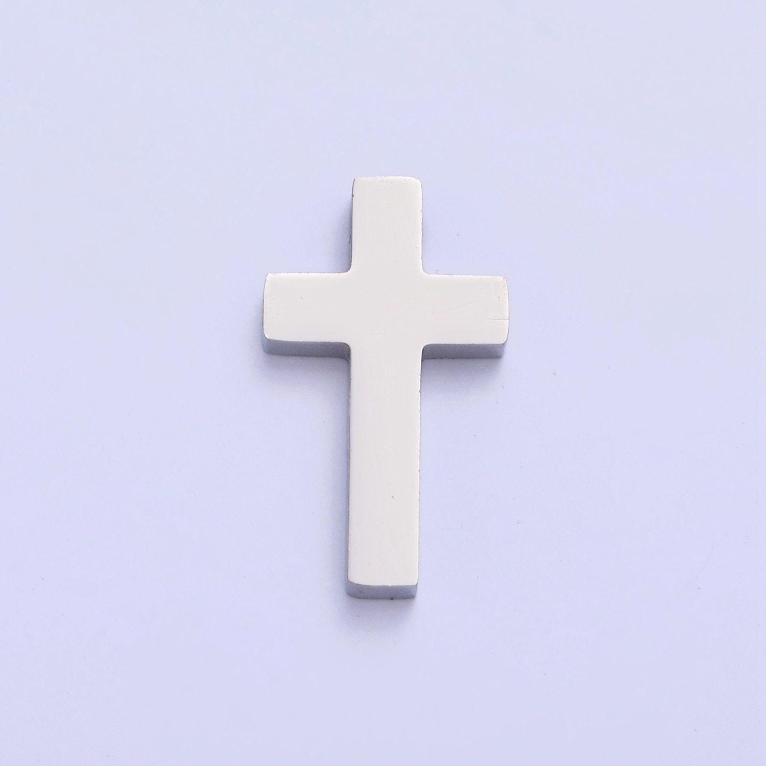 1pc stainless steel gold, silver large minimalist cross spacer bead, for diy jewelry making european charms beaded bracelet | w-839, w-840