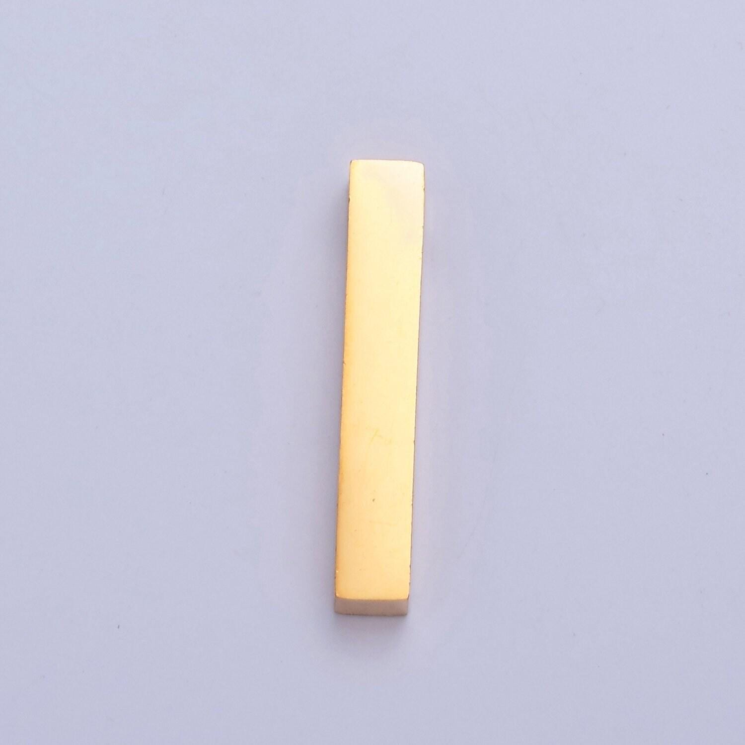 Stainless steel rectangular thin straight line stick charm, gold silver hole spacer bead, for diy charms beaded bracelet | w-835, w-836
