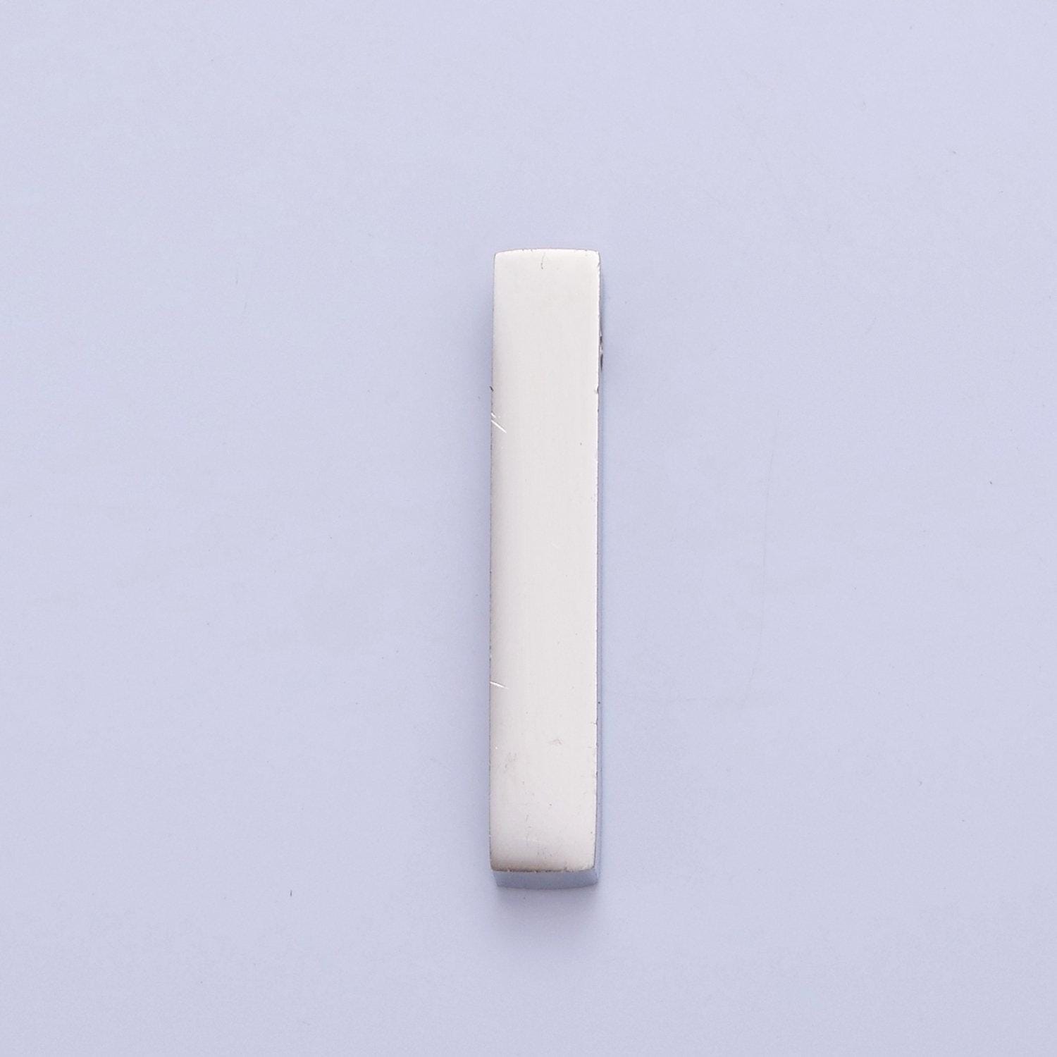 Stainless steel rectangular thin straight line stick charm, gold silver hole spacer bead, for diy charms beaded bracelet | w-835, w-836