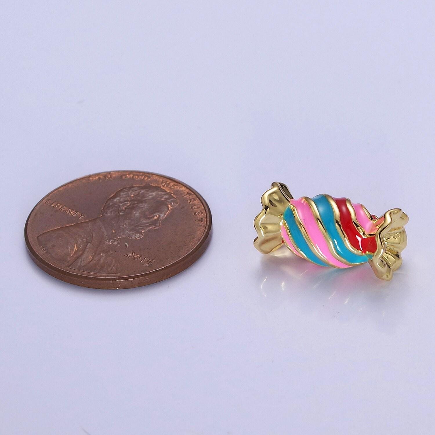 Candy bead connectors enamel candy wrapper bead foodie unique jewelry making accessory w-782