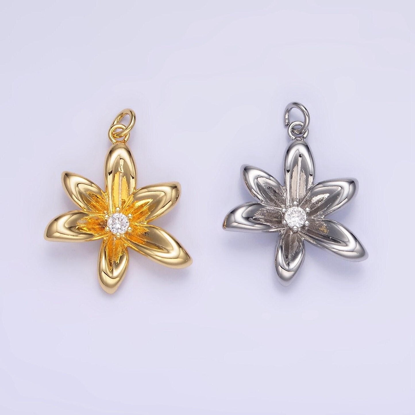 Dainty flower bud charm flower pendant for bracelet necklace earring supply w773