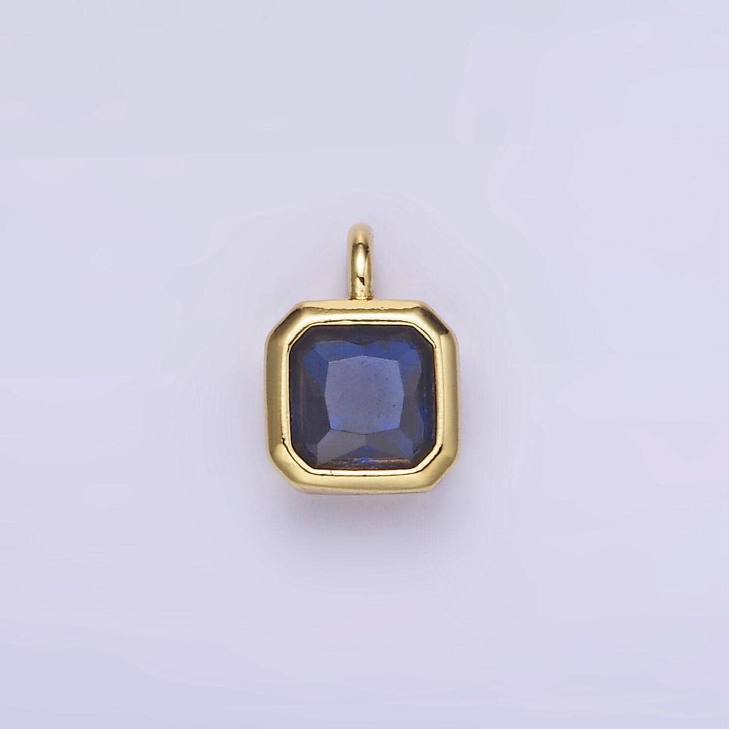 24k gold filled square multifaceted cubic zirconia stone personalized tag add-on charm birthstone charm earring bracelet supply | w758