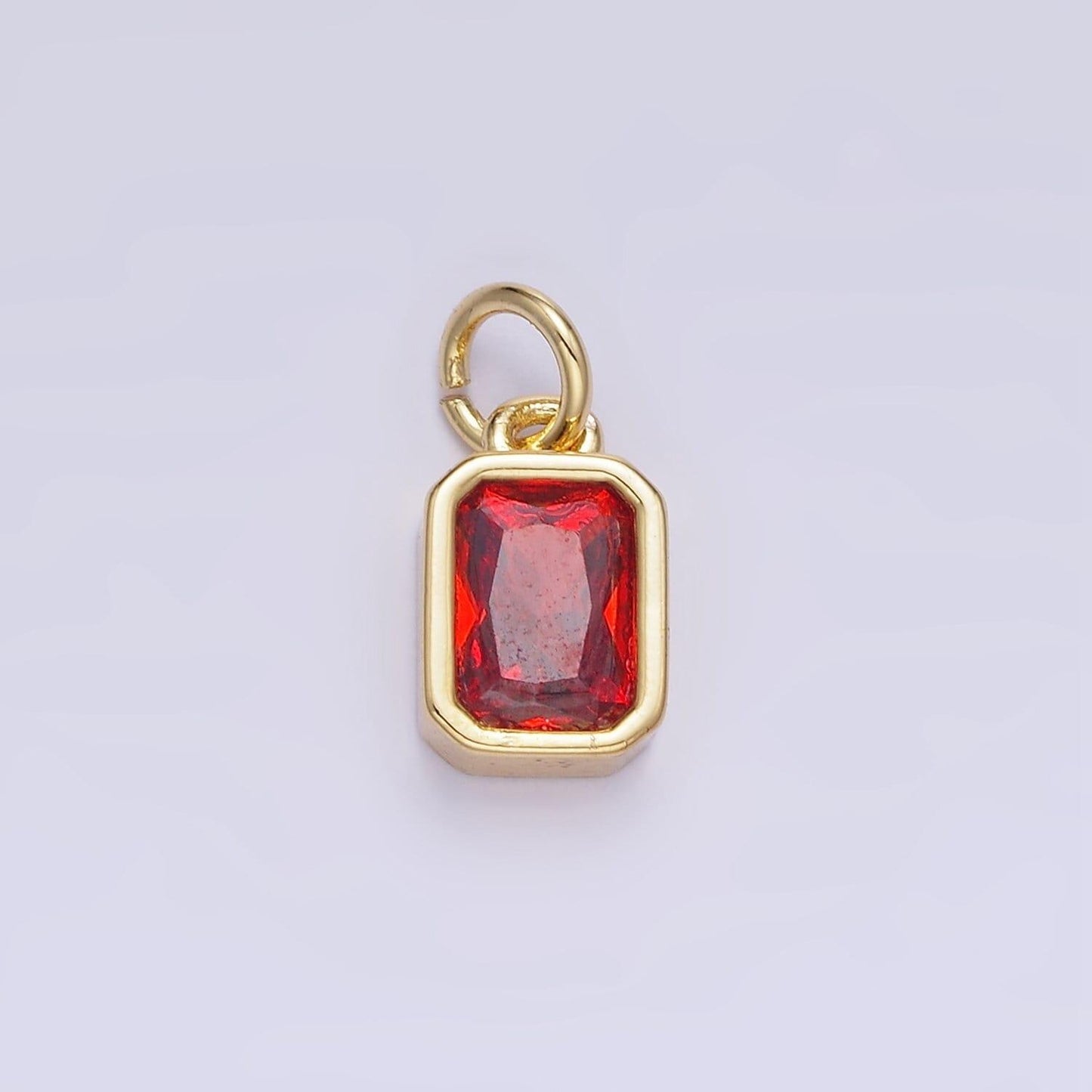 24k gold filled square multifaceted cubic zirconia stone personalized tag add-on charm birthstone charm earring bracelet supply | w748