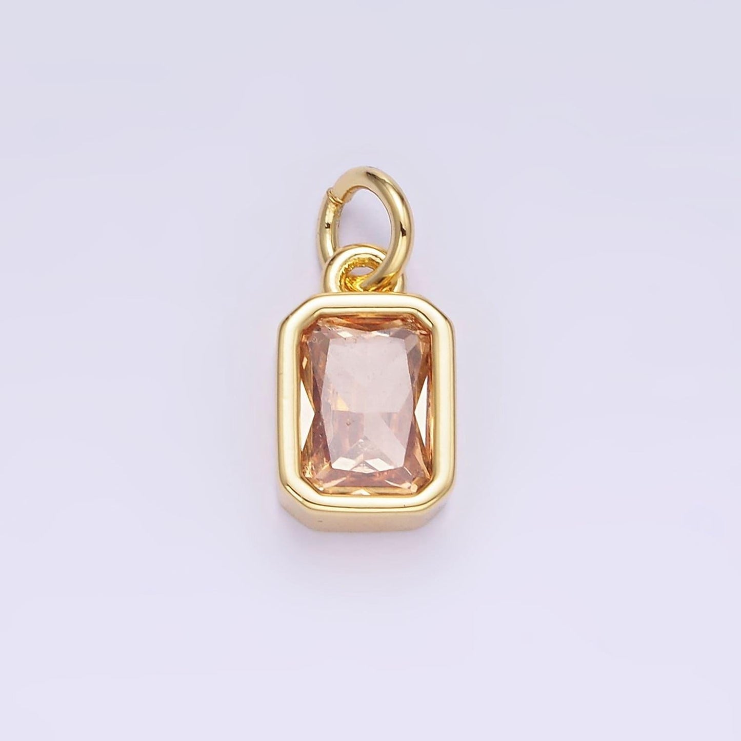 24k gold filled square multifaceted cubic zirconia stone personalized tag add-on charm birthstone charm earring bracelet supply | w748