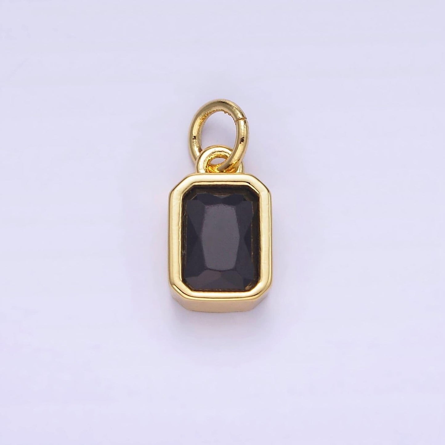 24k gold filled square multifaceted cubic zirconia stone personalized tag add-on charm birthstone charm earring bracelet supply | w748