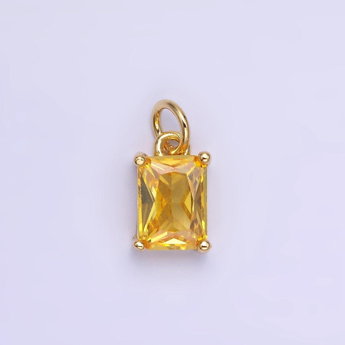 Birthstone add-on charm 10mm baguette cz in gold | w729-744