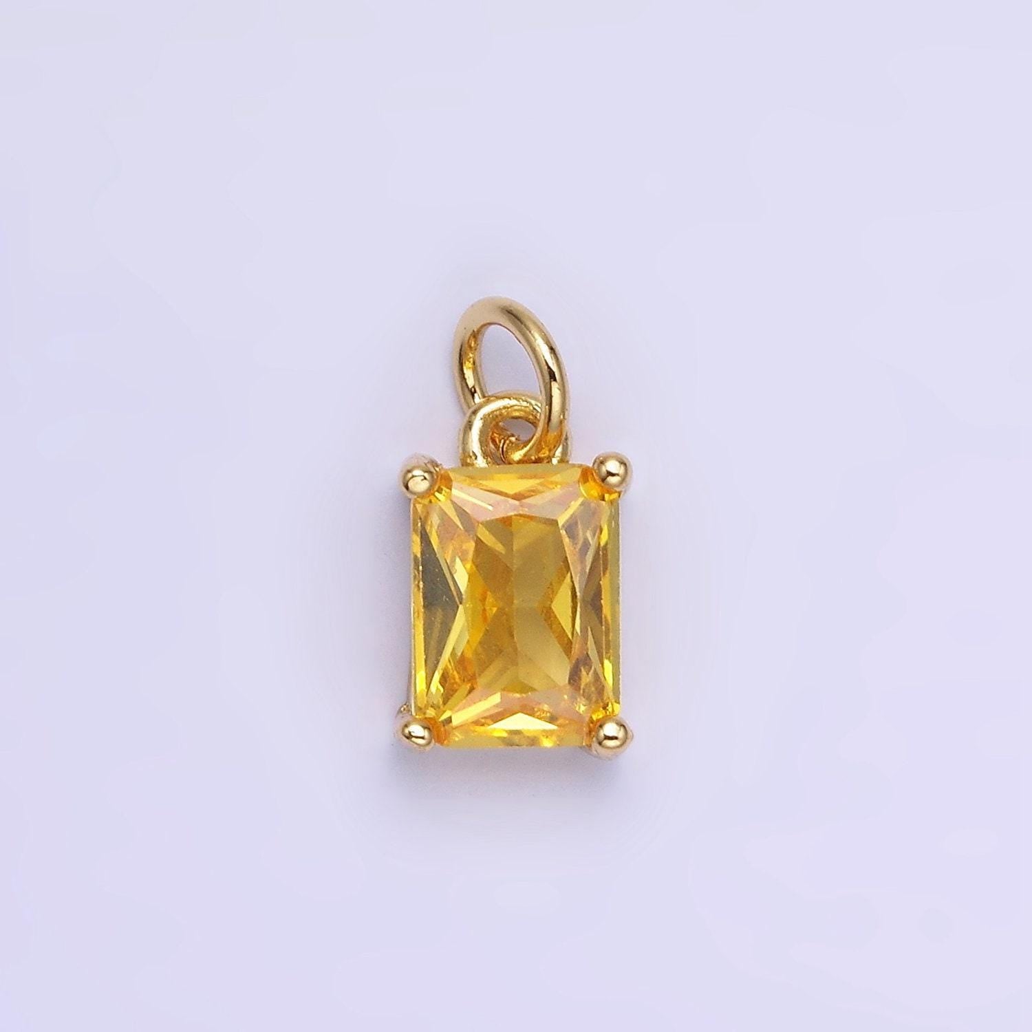 Birthstone add-on charm 10mm baguette cz in gold | w729-744