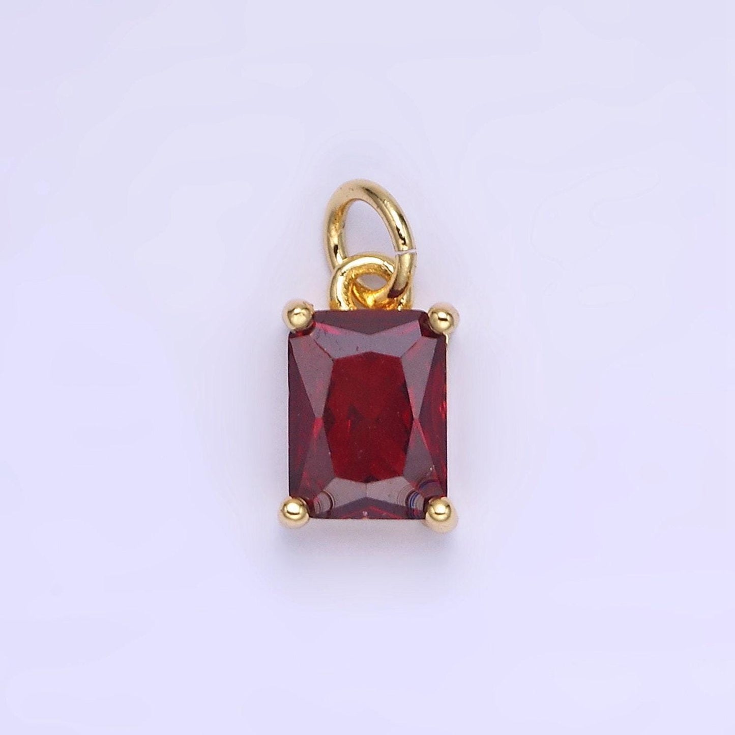 Birthstone add-on charm 10mm baguette cz in gold | w729-744