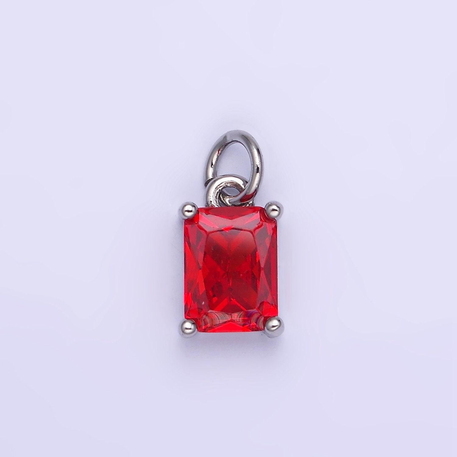 Birthstone add-on charm 10mm baguette cz in silver | w729-744