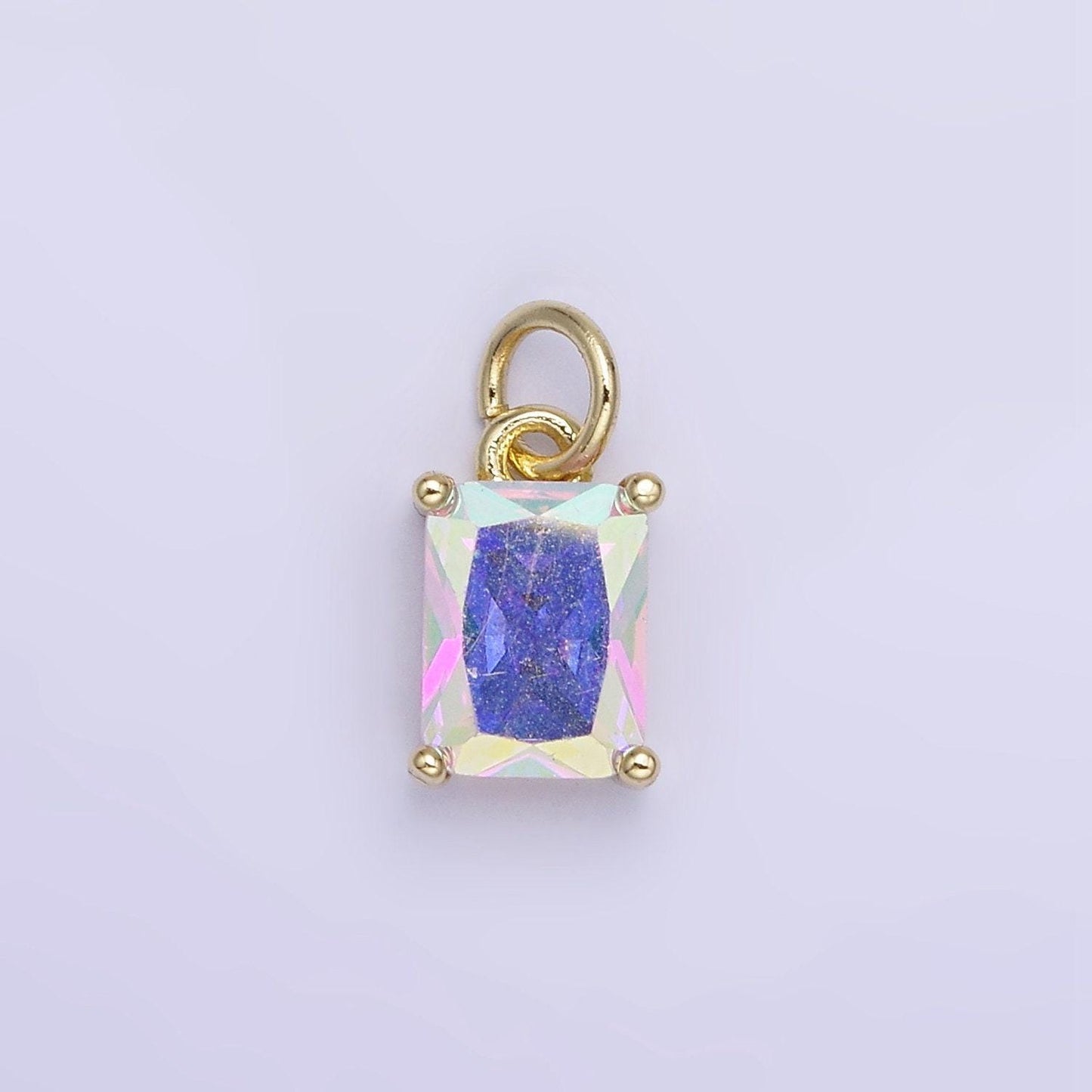Birthstone add-on charm 10mm baguette cz in gold | w729-744