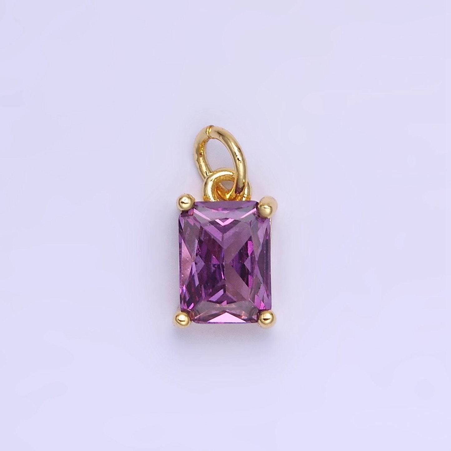 Birthstone add-on charm 10mm baguette cz in gold | w729-744