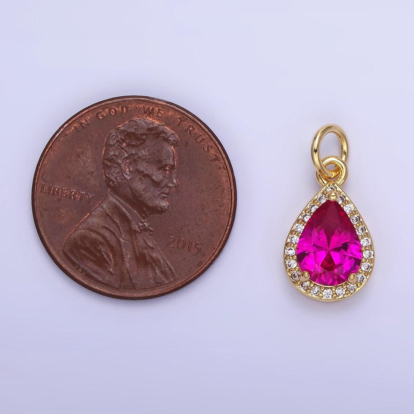 Teardrop birthstone cz silver charms | w704-w712