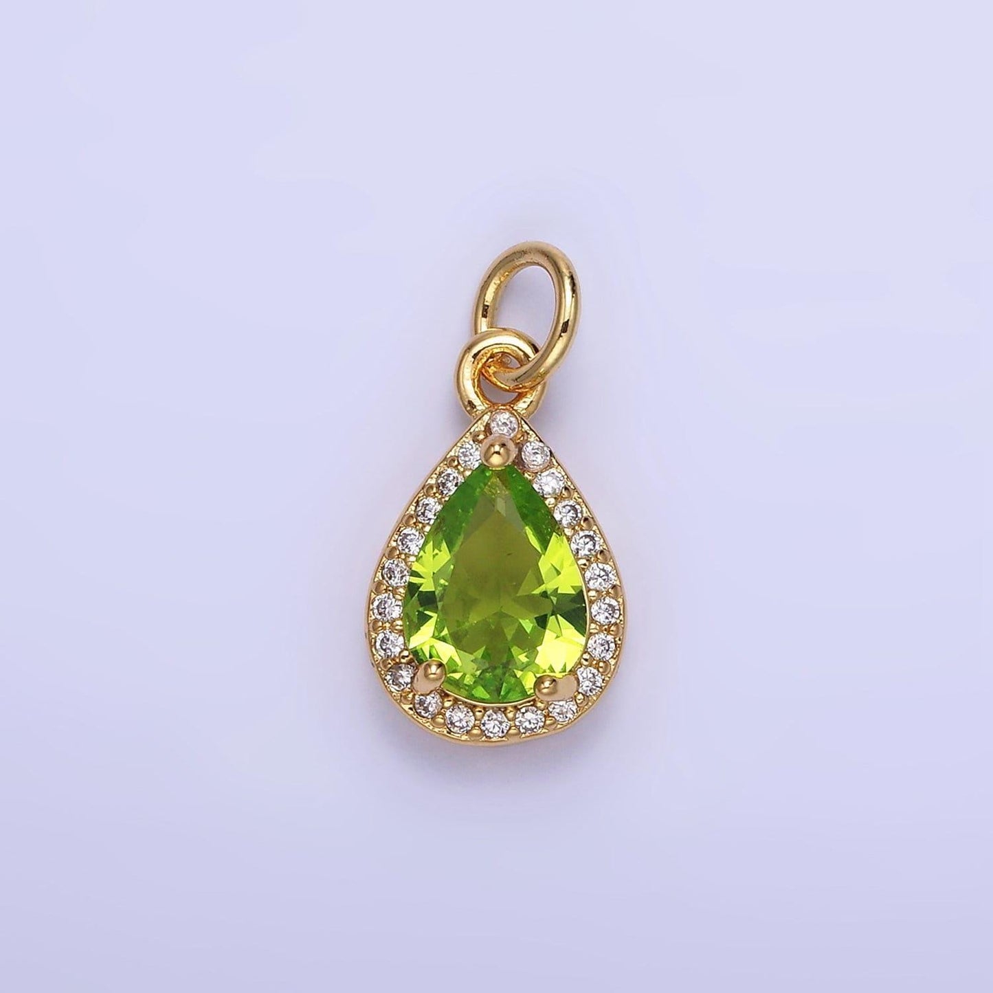 Teardrop birthstone cz gold charms | w704-w712