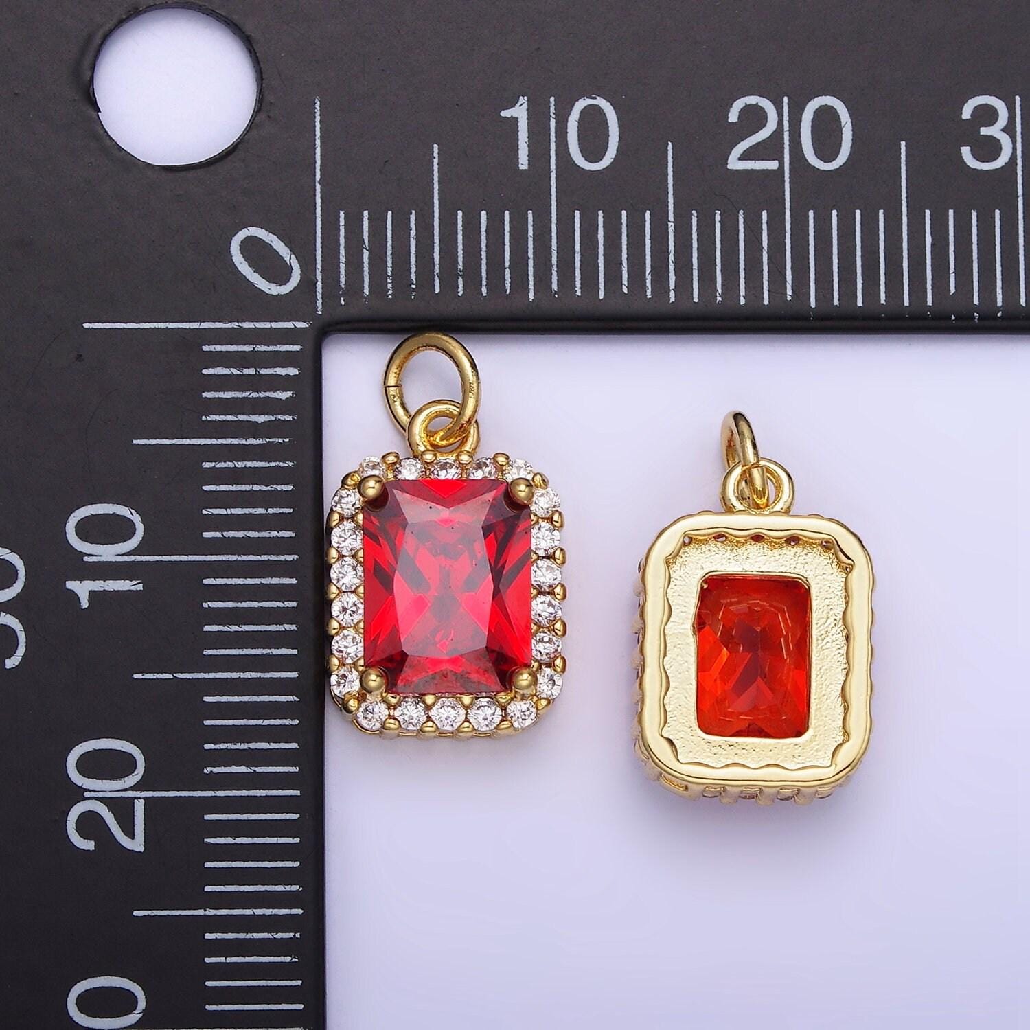 Dainty gold filled square cz baguette 17mm dainty charm | ag756-ag767