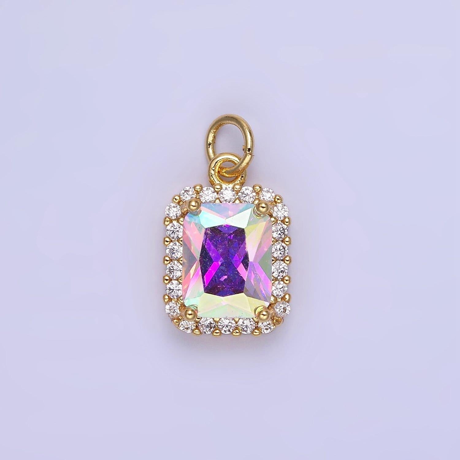 Gold & silver cz baguette 17mm dainty charm | w660-w663 / ag756-ag767