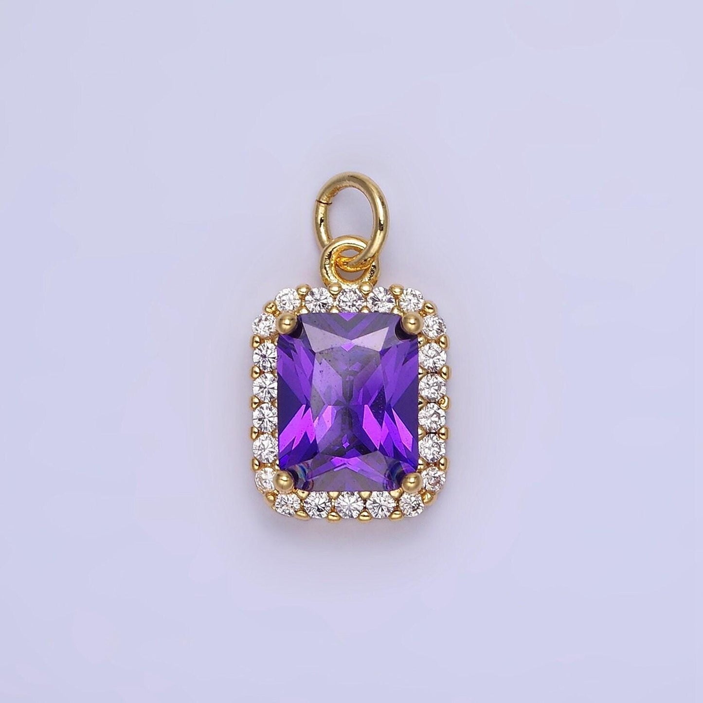 Dainty gold filled square cz baguette 17mm dainty charm | ag756-ag767