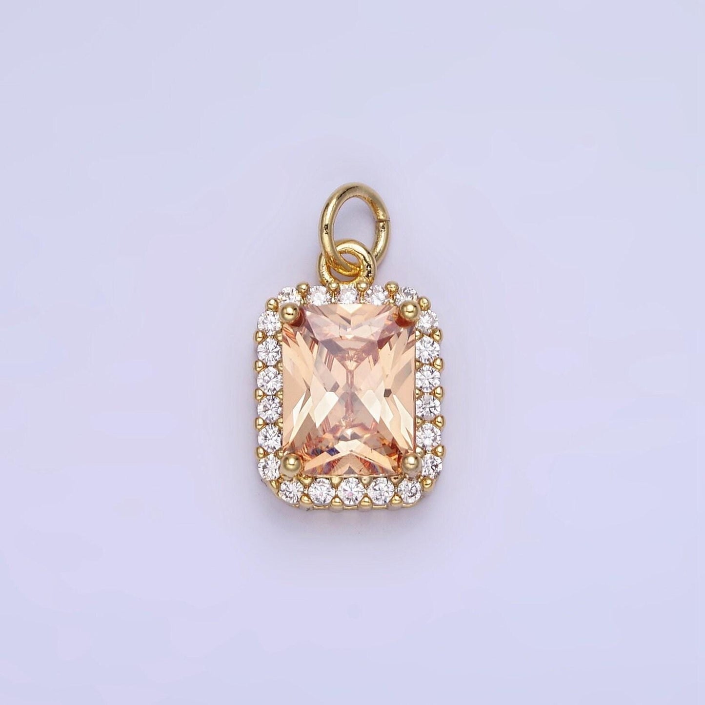 Dainty gold filled square cz baguette 17mm dainty charm | ag756-ag767