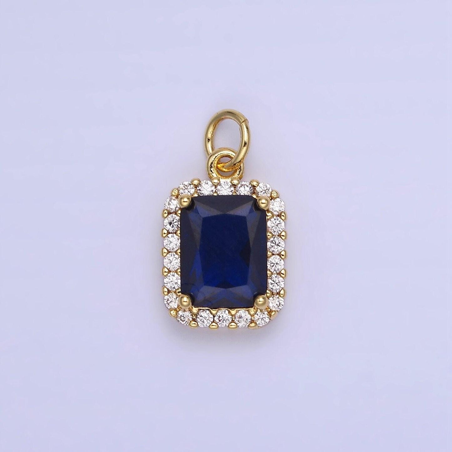 Dainty gold filled square cz baguette 17mm dainty charm | ag756-ag767