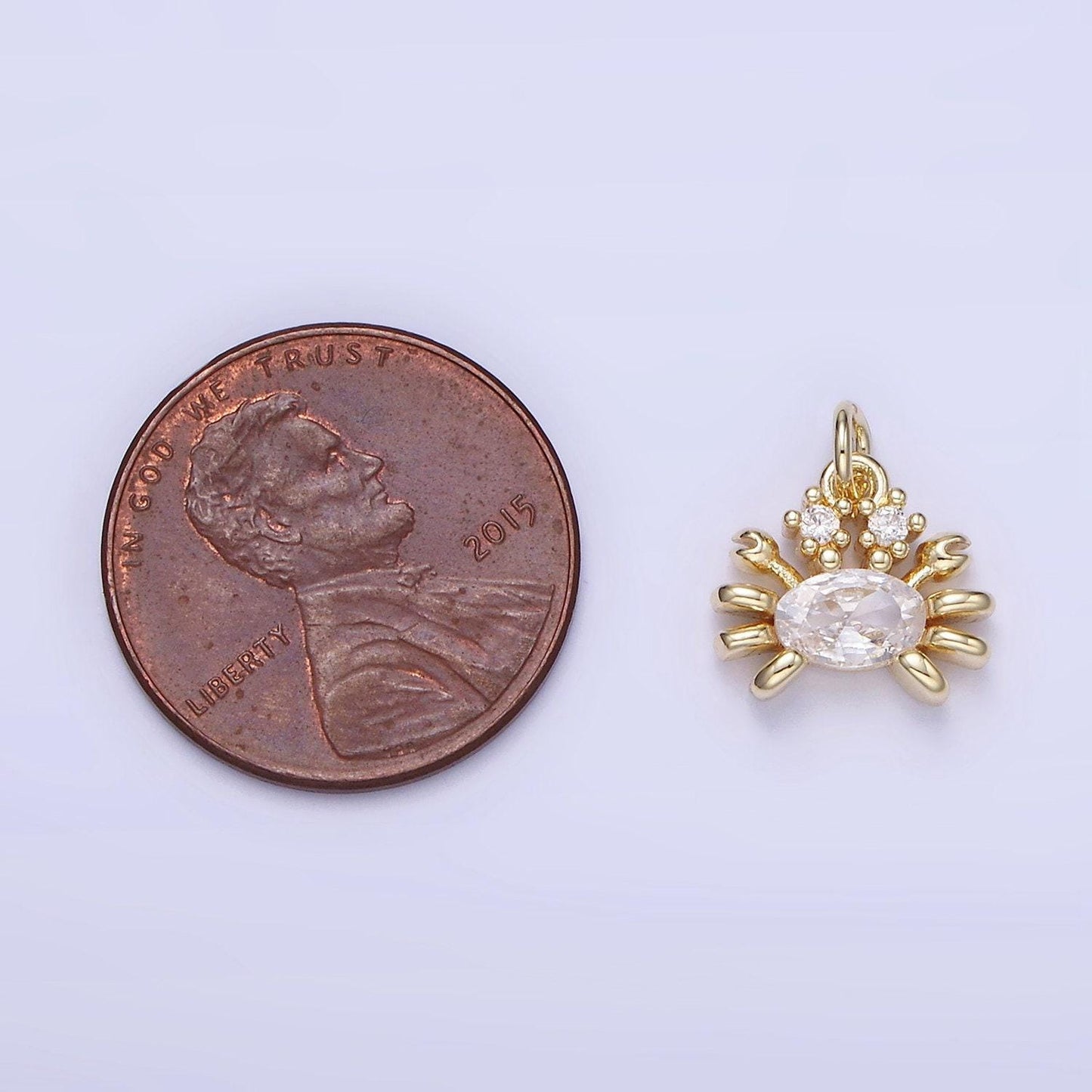 Mini gold crab charm small crustacean cz micro pave crab charm sea animal charms beach charms gold filled findings w-653