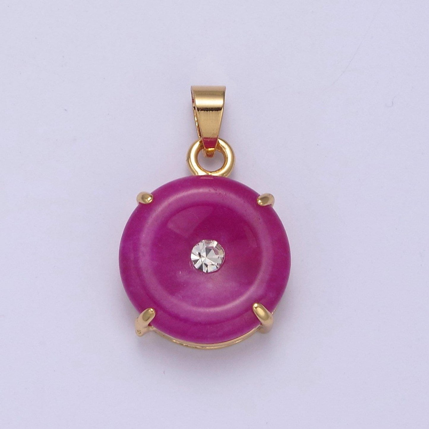 Purple gold donut jade pendant silver light purple charm premium quality w-640
