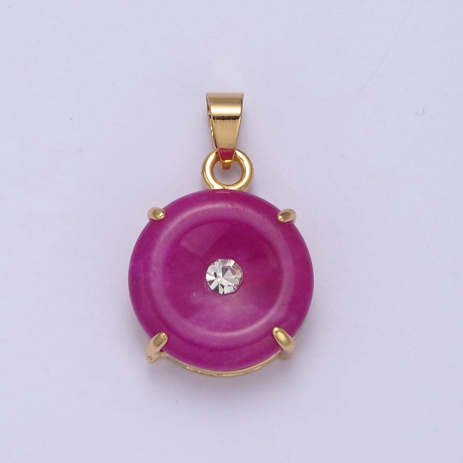 Purple gold donut jade pendant silver light purple charm premium quality w-640