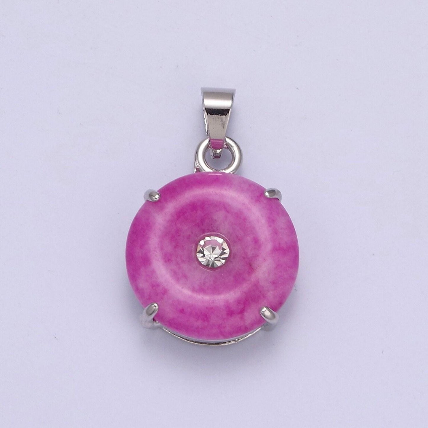 Purple gold donut jade pendant silver light purple charm premium quality w-640
