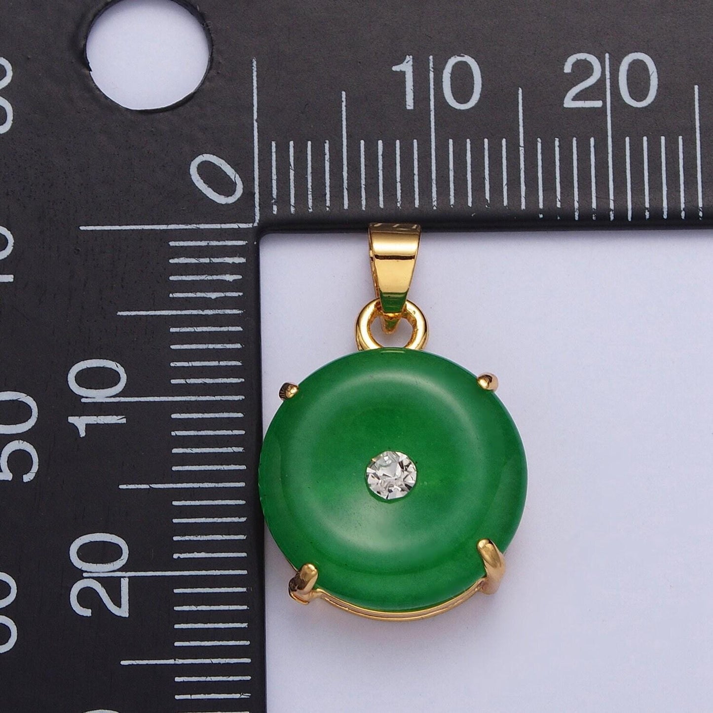 Dainty gold filled pendant natural green jade donut circle buckle charm for necklace component aa099