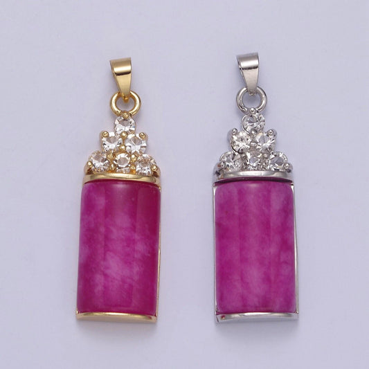 Purple jade pendant vintage design micro pave silver drop charm for necklace w-634