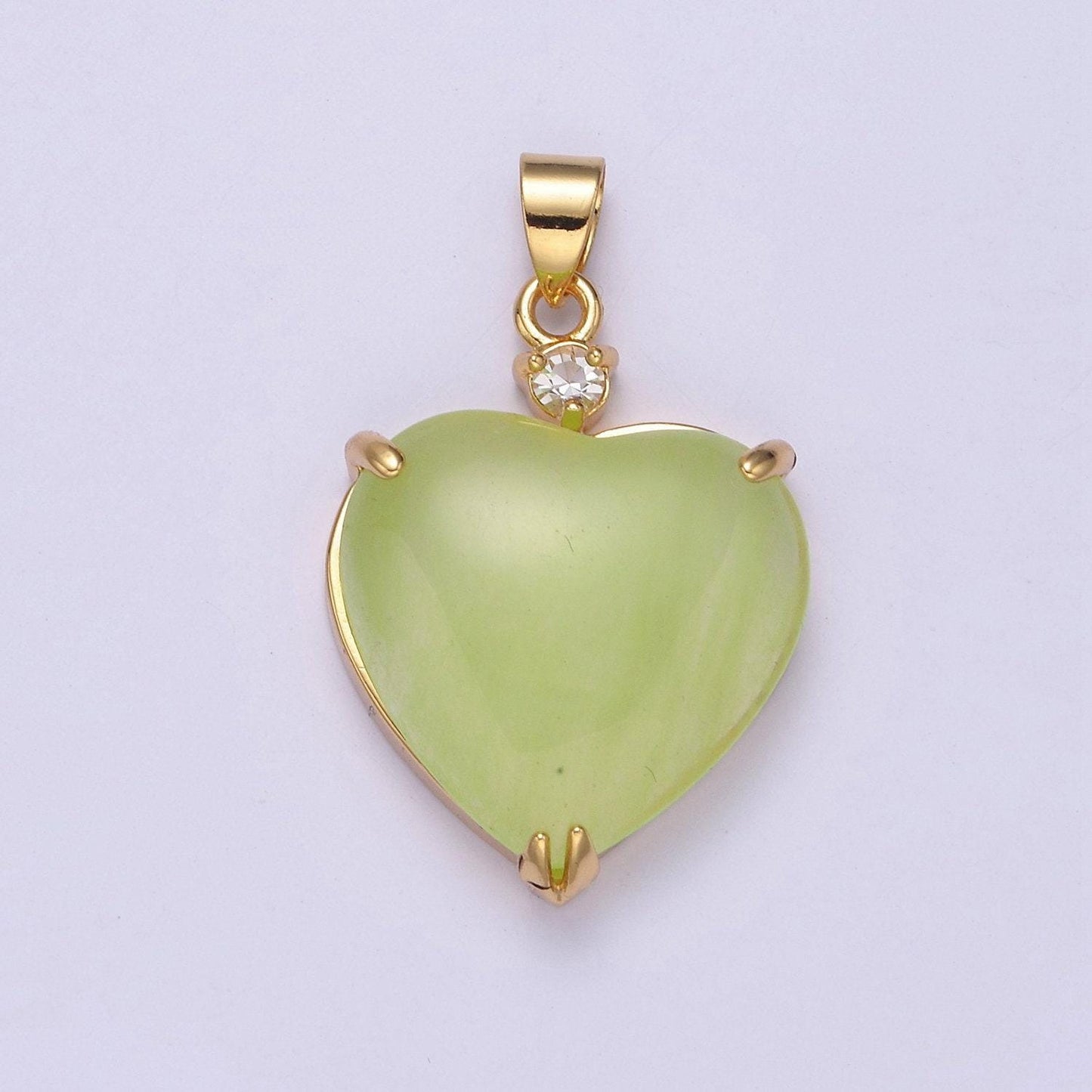 1x green, blue, red heart jade stone for necklace pendant
