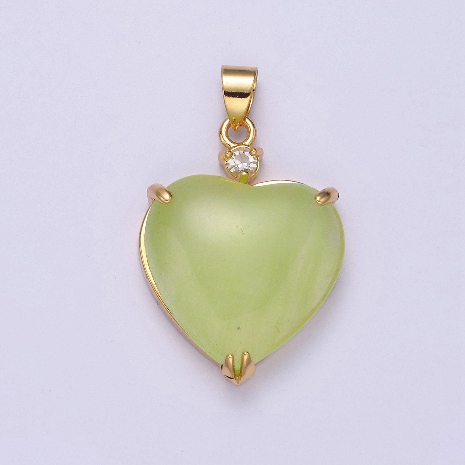 1x green, blue, red heart jade stone for necklace pendant