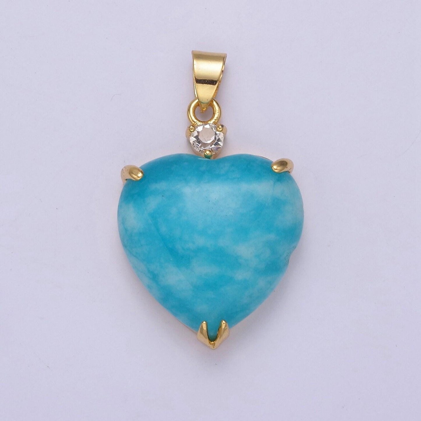 1x green, blue, red heart jade stone for necklace pendant