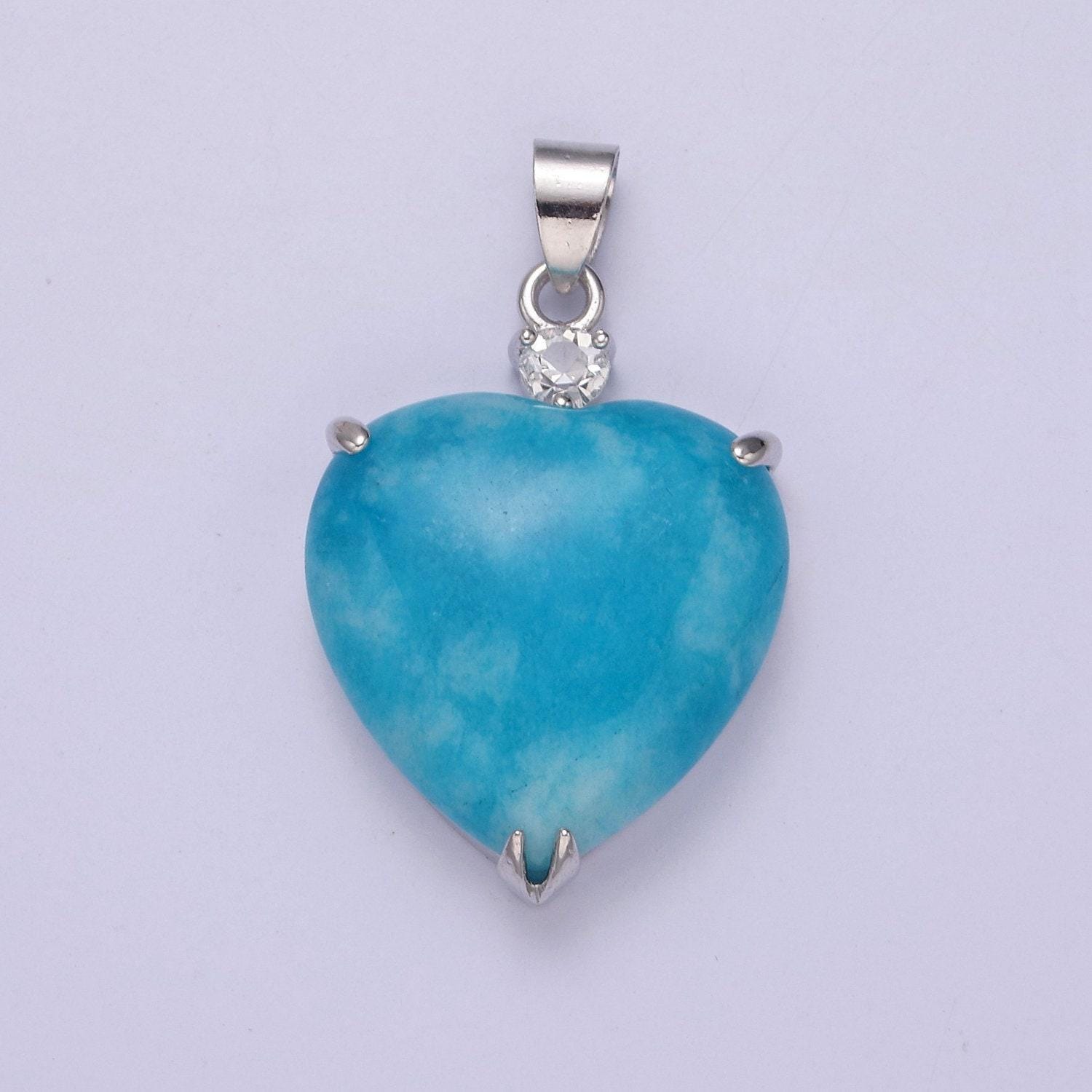 1x green, blue, red heart jade stone for necklace pendant