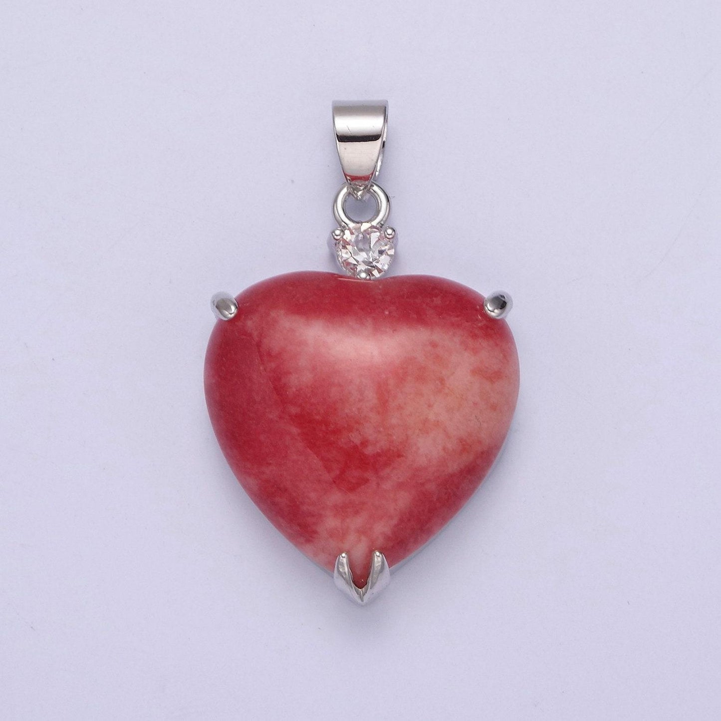 1x green, blue, red heart jade stone for necklace pendant